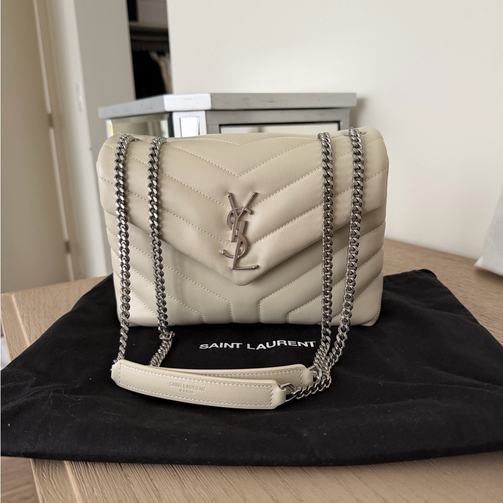 BRAND NEW | Saint Laurent Loulou Small Quilted Leather Shoulder Bag in Ivory